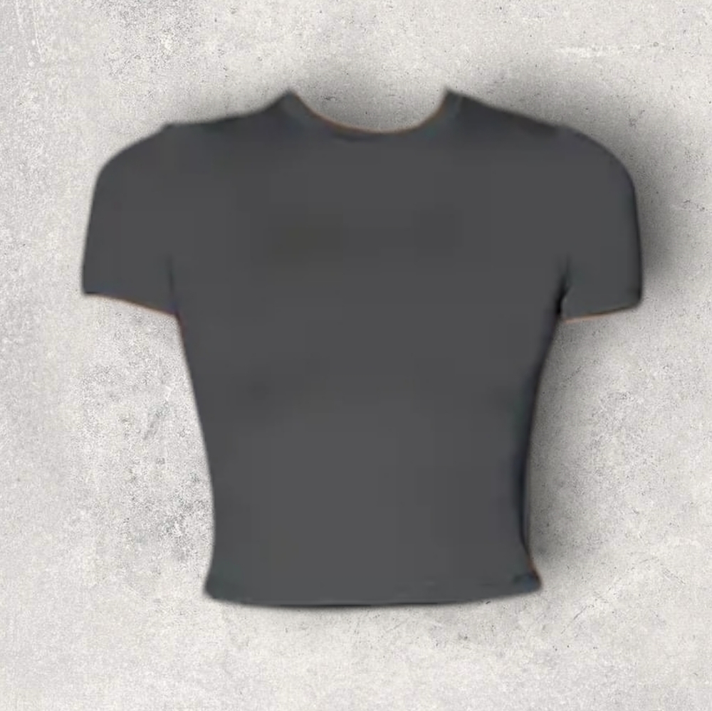 💖Solid Grey High Stretch Short Sleeve T-Shirt.